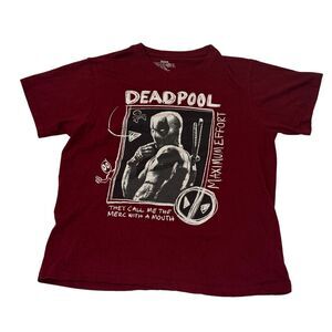 Deadpool T Shirt Mens XL Maroon Maximum Effort Funny Movie Tee Cotton Polyester